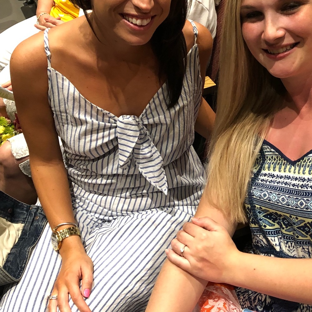 Blue and White Striped Jumpsuit